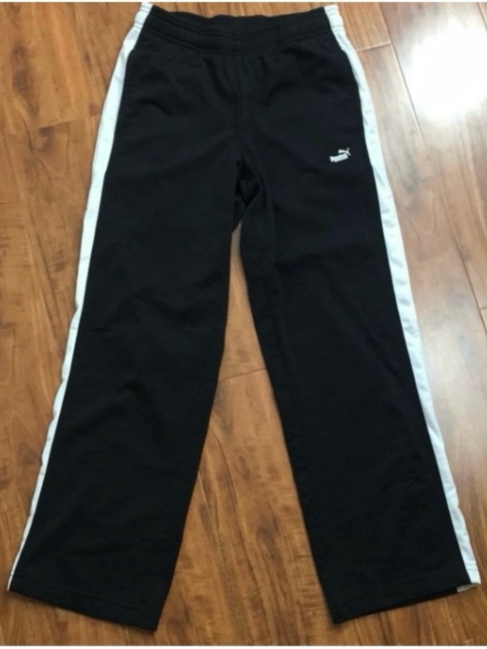 Puma Womens Retro Black White Elastic Waist Midrise Crop Track Pant Size XS Gym